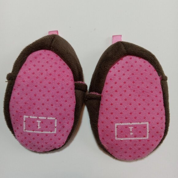 Owl Slippers Size 1 Brown Pink Soft Girls Child Toddler - Picture 6 of 8